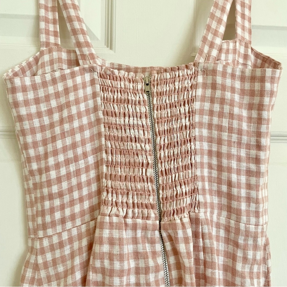 Reformation Brie Linen Check Mini Dress - Picture 9 of 10
